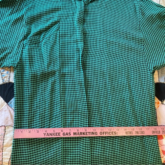 VINTAGE Dress MODA INTL Green Black Checkered Plaid Pencil Bottom Roomy Top 8 - Picture 15 of 16